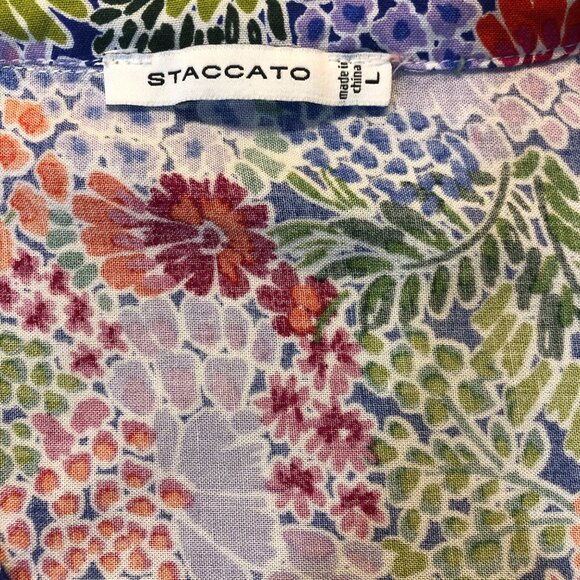 Staccato Multicolor Floral Print Flutter Sleeve Lightweight Top Size L - Picture 5 of 9